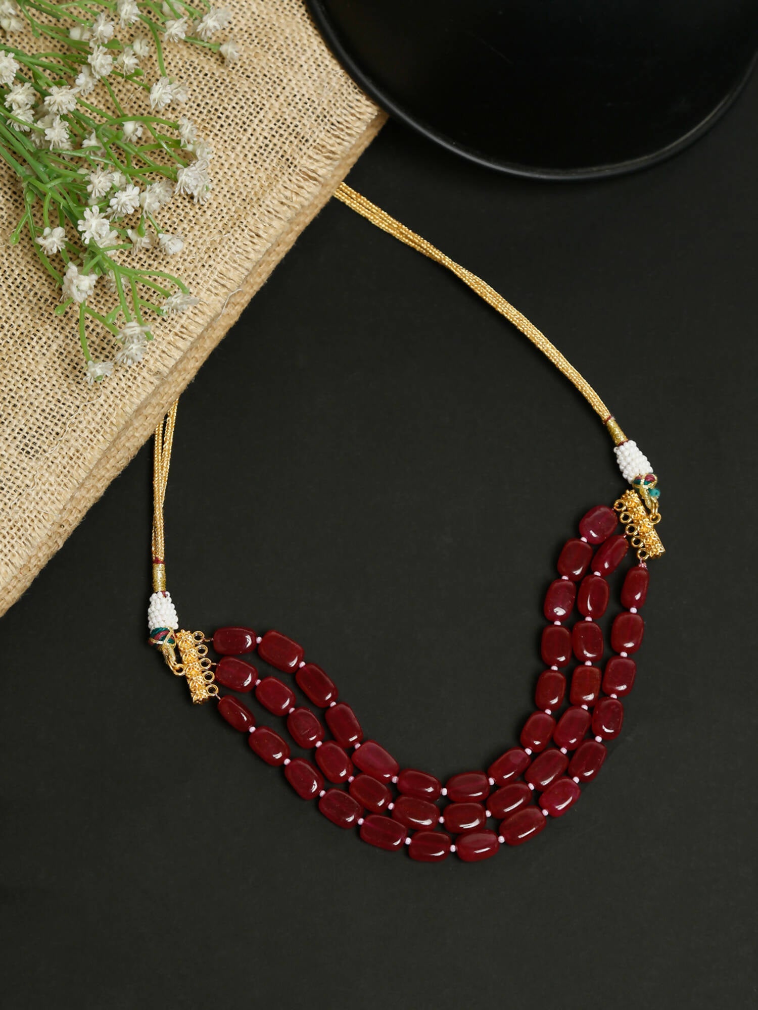 Maroon Choker - Ruby Raang | Swadesiicart