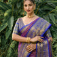 Jyoti Fashion Women's Purple Kanjivaram Silk Zari Woven Saree with Blouse | Swadesiicart
