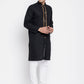Even Apparels Black Linen Men's Sherwani Kurta With Decorative Placket | Swadesiicart