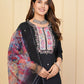 Black Rayon Slub Embroidered Stitched Suit With Dupatta - Tanisha | Swadesiicart