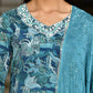 Vaasva Women's Teal Crepe Embroidered Suit Set | Swadesiicart
