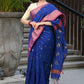 Beatitude Blue Cotton Banarasi Saree | Swadesiicart