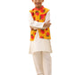 Lil Drama Genda Phool White Kurta and Pant with Mustard Jacket Set for Boys | Swadesiicart