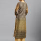 Brown Chinon Digital Printed With Hand Work Kurta - Himanshi - Swadesiicart