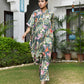Vaasva Women's Dark Green Musline Viscose Digital Printed Kaftan Pant Set | Swadesiicart