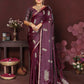 Joban Fashion Wine Floral Motifs Banarasi Silk Sarees | Swadesiicart