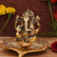 CraftVatika Gold Toned Aluminium Ganesh with Diya Idol | Swadesiicart