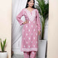 Miravan Women's Chikankari Embroidery Pink Straight Kurta & Palazzo Set | Swadesiicart
