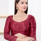 Joban Fashion Maroon Gajji Silk Elbow Sleeveless Back Open Blouse - Swadesiicart