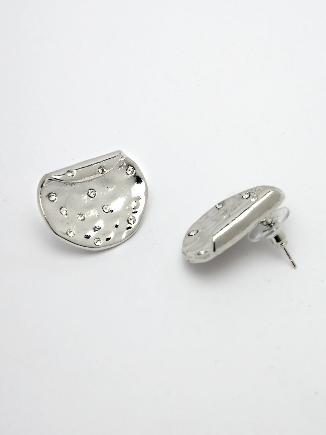 NVR Women's Set of 2 Gold & Silver Brass-Plated Artificial Stones Studded Studs Earring - Swadesiicart
