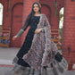 Jyoti Fashion Women's Black Faux Blooming Sequence Zari Embroidered Anarkali Dress with Dupatta | Swadesiicart