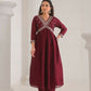 Ethnic Festive Wear Vichitra Silk Wine Stitched Suit With Dupatta - Tanisha | Swadesiicart