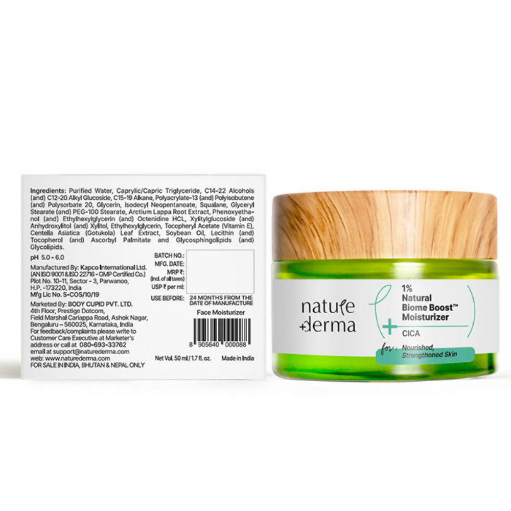 Nature Derma 1% Natural Biome-Boost Moisturizer With CICA | Swadesiicart