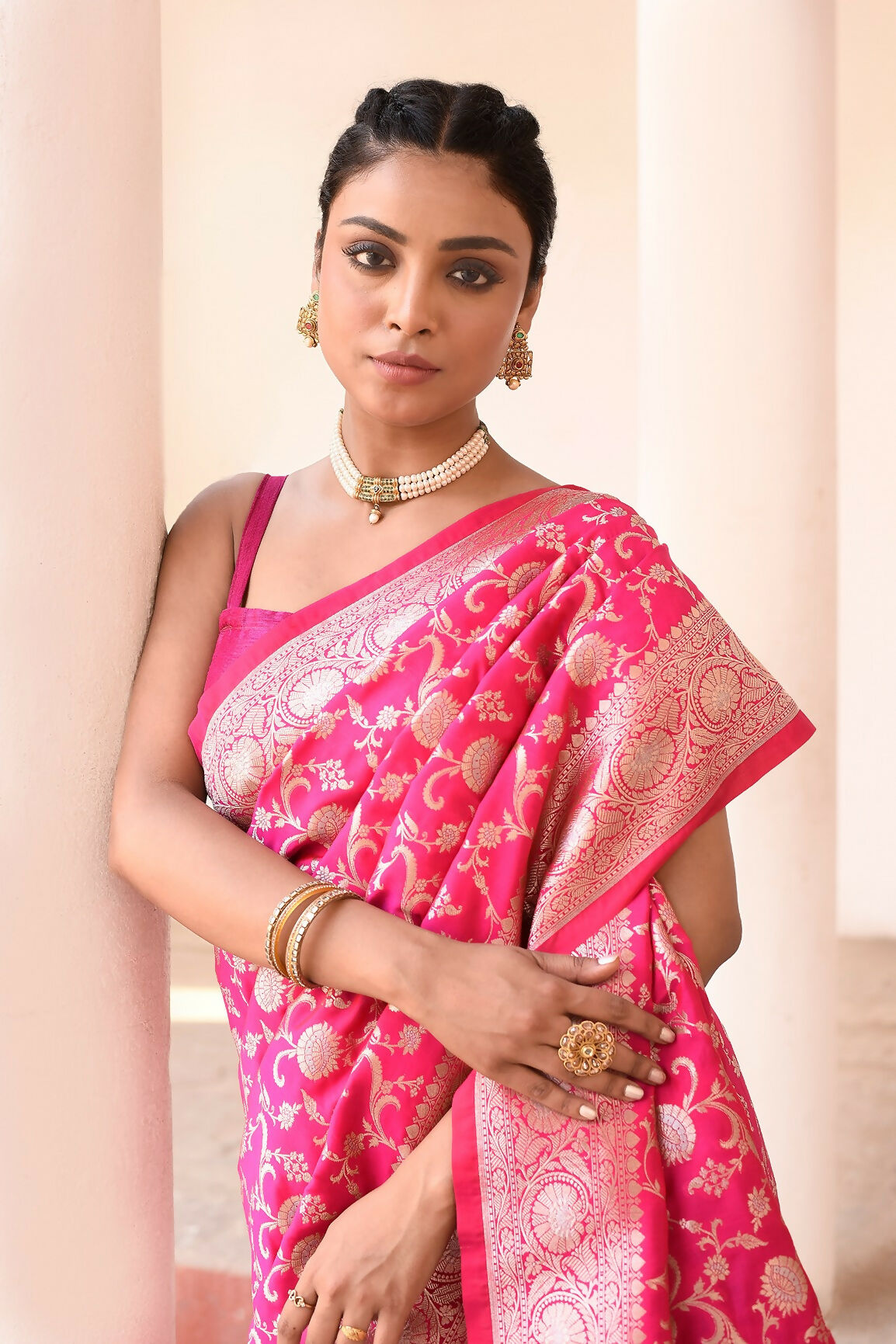 Joban Fashion Hot Pink Soft Pure Handloom Banarasi Silk Saree | Swadesiicart