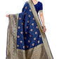 Vamika Banarasi Jacquard Weaving Blue Saree (Siri Blue) | Swadesiicart