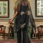 Janasya Black Georgette Solid Top Bottom Cape | Swadesiicart
