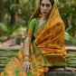 Vishnu Weaves Women's Yellow Pashmina Silk Thread Woven Saree with Blouse - Swadesiicart
