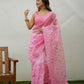 Vamsee Ayra Pink Organza Saree - Swadesiicart
