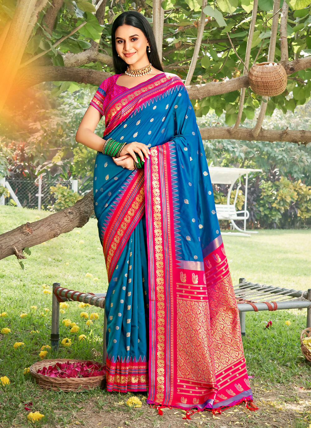 Shree Shyam Fashion Blue Soft Silk Saree