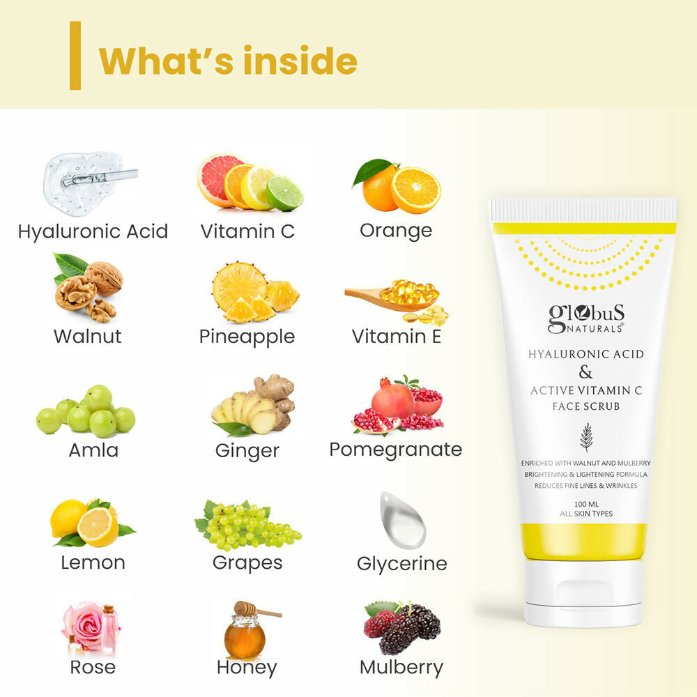 Globus Naturals Hyaluronic Acid & Vitamin C Anti Ageing Face Scrub | Swadesiicart