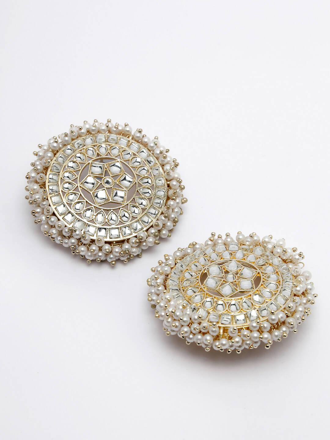 NVR Women Gold-Toned Circular Studs Earrings | Swadesiicart