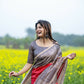 Vishnu Weaves Women's Red Soft Tussar Silk Saree with Blouse - Swadesiicart