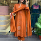 The52 Orange Women's Gorgeous Chanderi Fabric Embroidered Work Straight Kurta Pant and Dupatta Set - Swadesiicart
