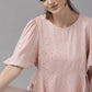 Ahalyaa Women Pink Rayon Gold Foil Print Tunic | Swadesiicart
