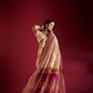 Joban Fashion Cream & Light Pink Plain With Weaving Border Banarasi Silk Sarees | Swadesiicart