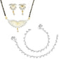 AanyaCentric Gold-Polished Mangalsutra Pendant Earring Set & Silver Plated Anklet