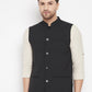 Even Apparels Black Merino Men Woven Nehru Jacket PW668 | Swadesiicart
