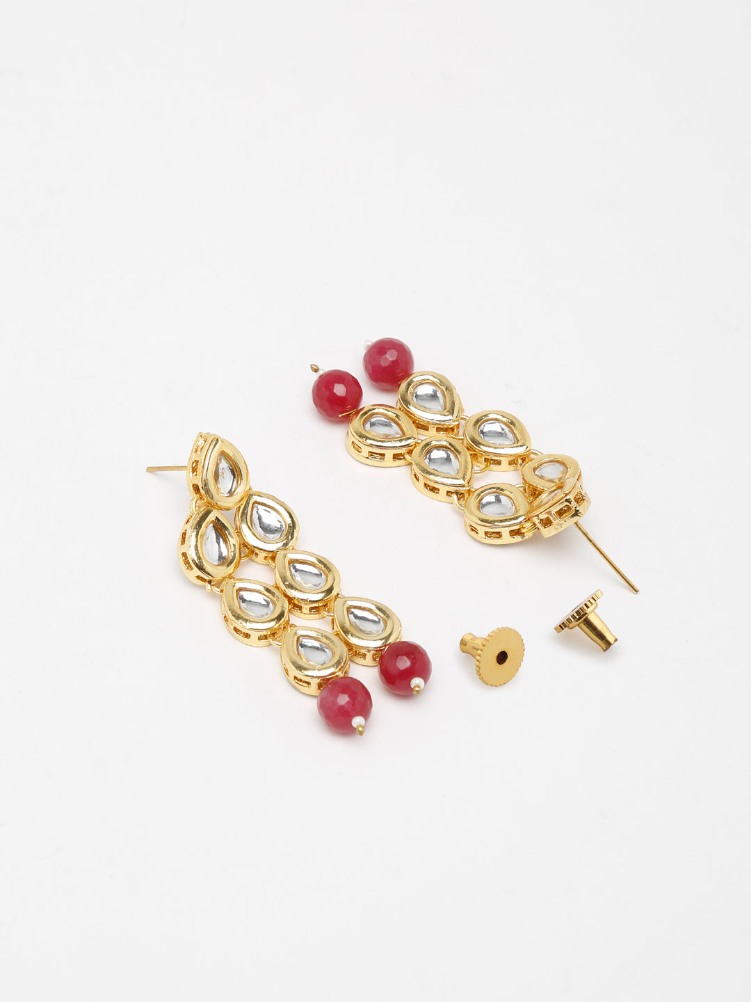 Stone Kundan Earrings - Ruby Raang - Swadesiicart