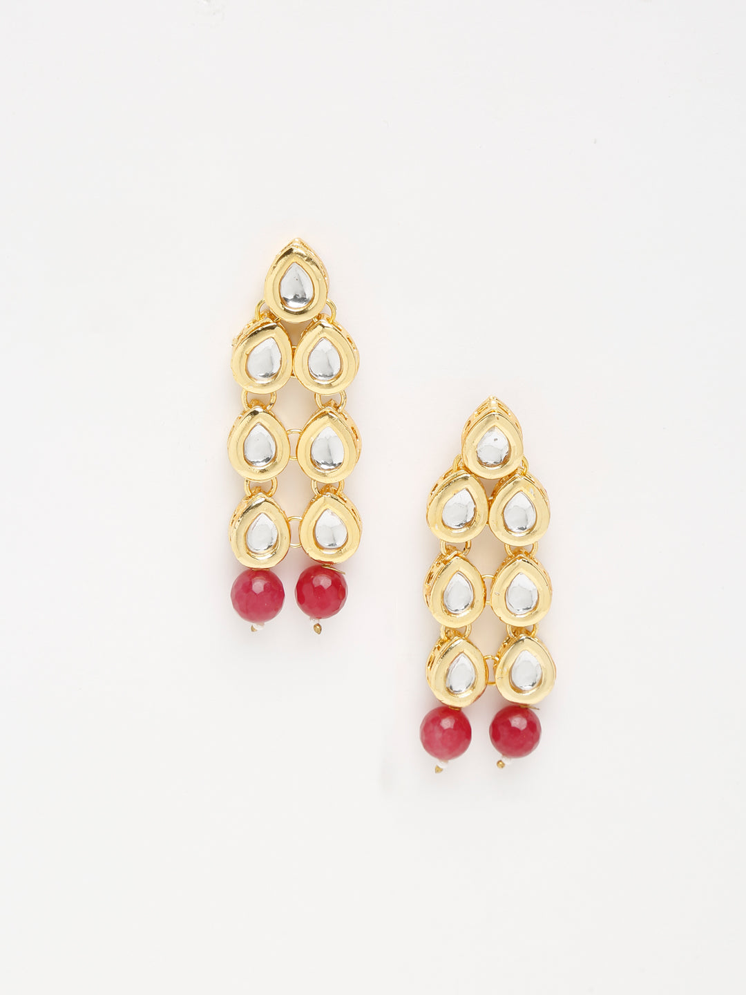 Stone Kundan Earrings - Ruby Raang - Swadesiicart