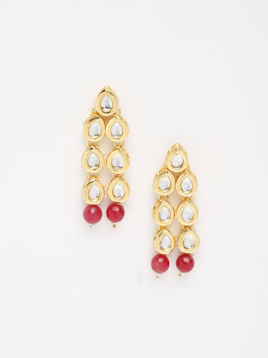 Stone Kundan Earrings - Ruby Raang - Swadesiicart