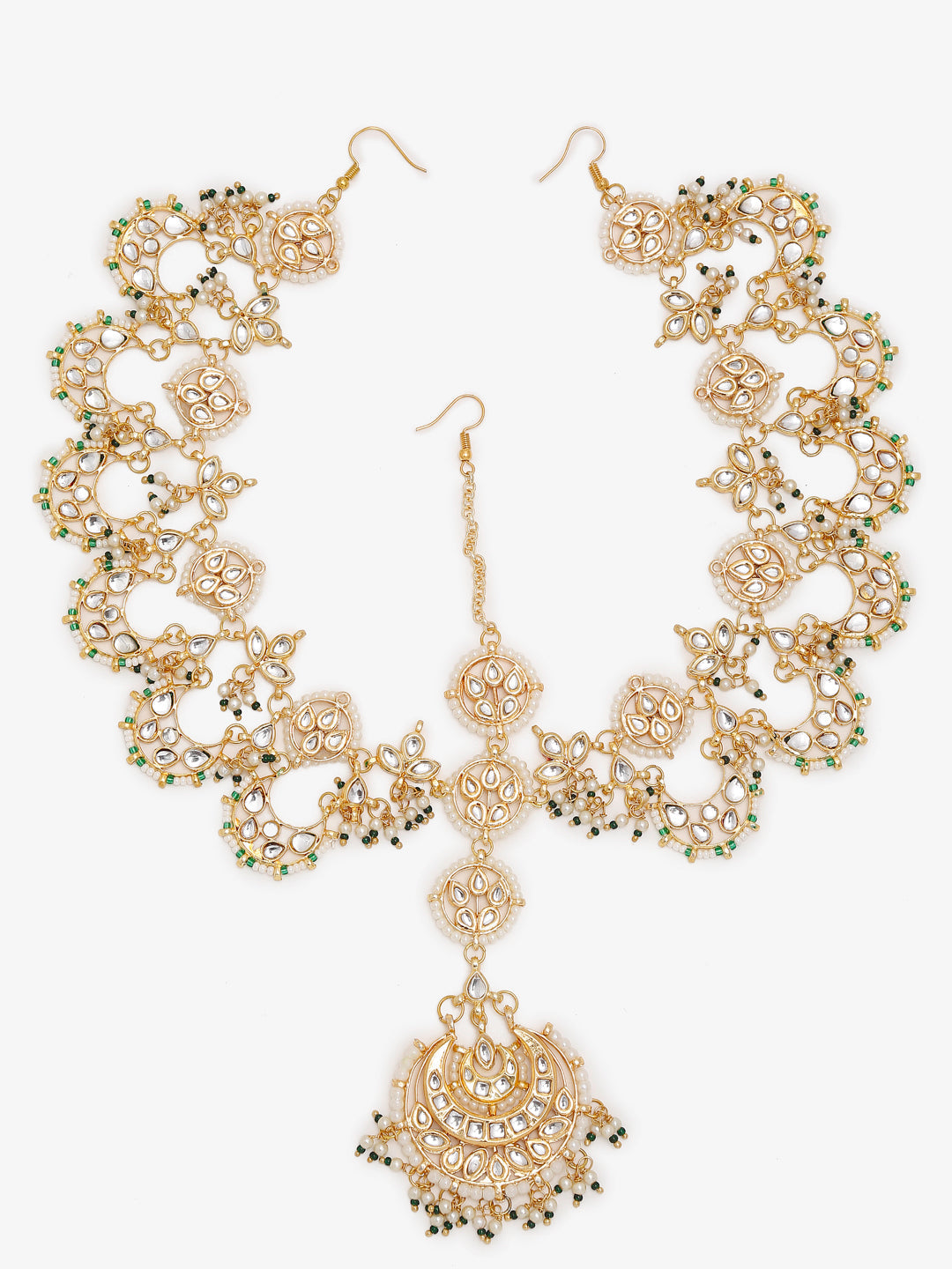 Women's Gold Kundan Maharani Matha Patti - Ruby Raang | Swadesiicart
