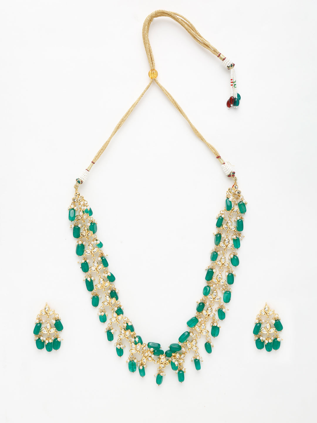 Kundan Neckpiece With Earrings - Ruby Raang - Swadesiicart