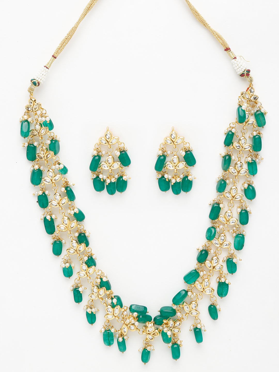 Kundan Neckpiece With Earrings - Ruby Raang - Swadesiicart