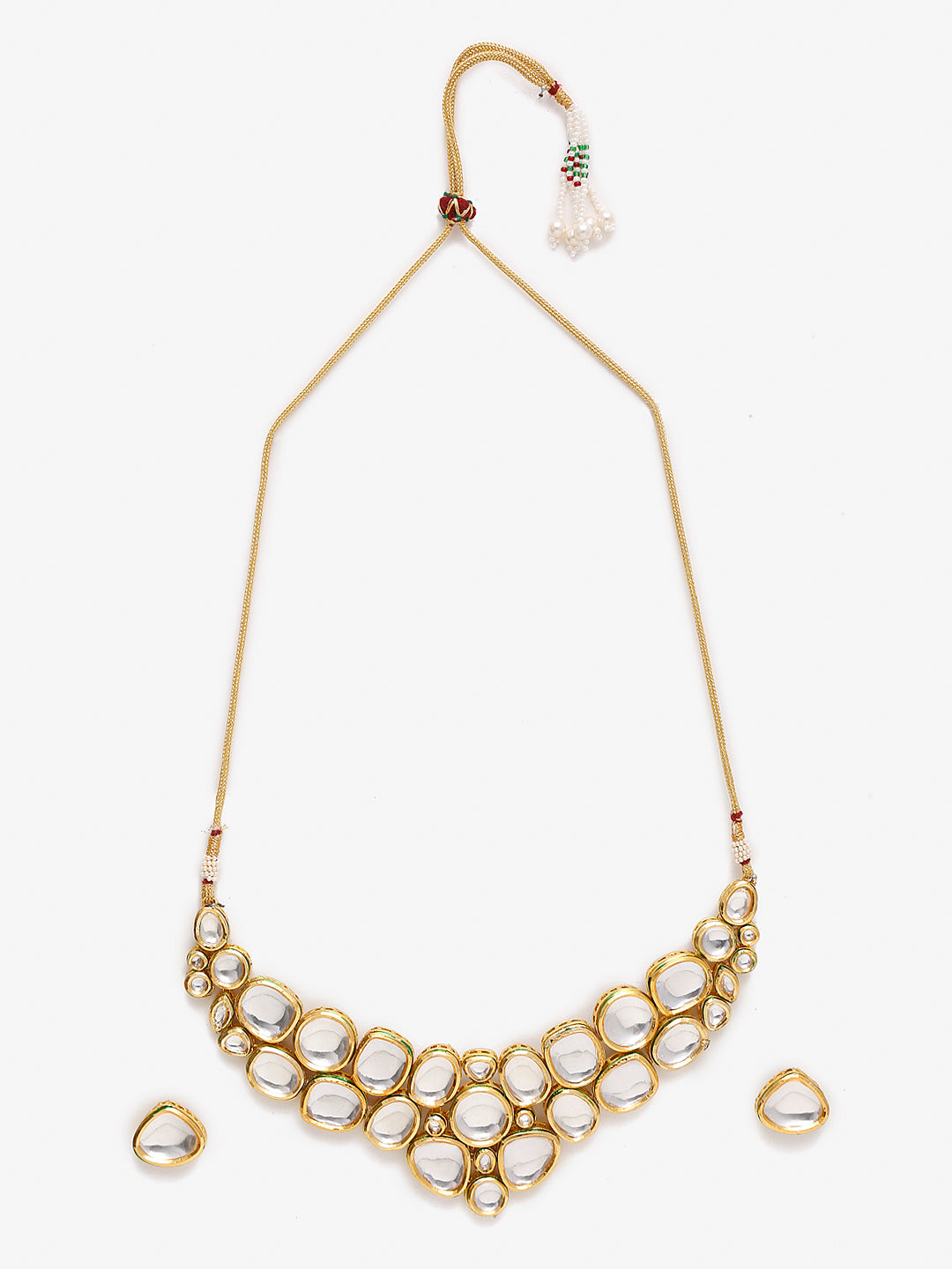 Gold Kundan Choker With Studs - Ruby Raang | Swadesiicart