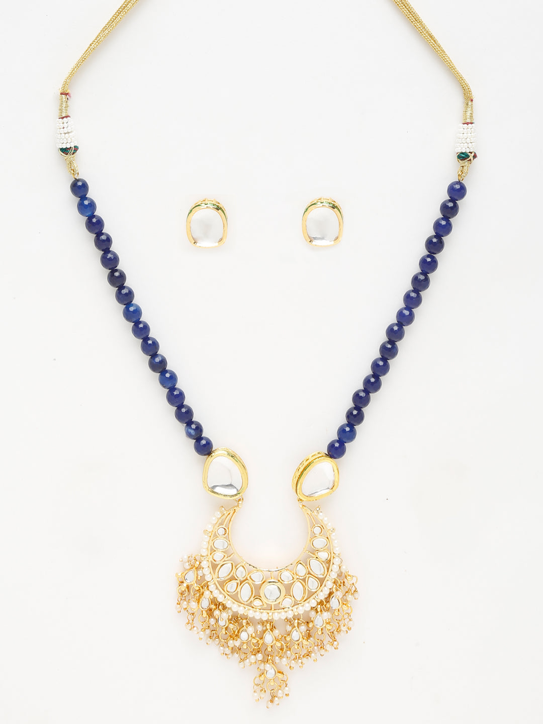 Stone Kundan Neckpiece With Studs - Ruby Raang - Swadesiicart