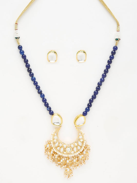 Stone Kundan Neckpiece With Studs - Ruby Raang - Swadesiicart