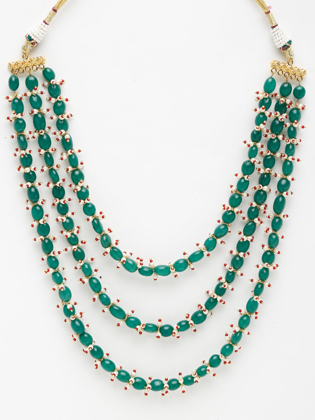 Long Stone Layered Neckpiece - Ruby Raang | Swadesiicart