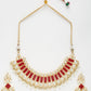 Long Kundan Neckpiece With Earrings - Ruby Raang - Swadesiicart