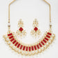 Long Kundan Neckpiece With Earrings - Ruby Raang - Swadesiicart