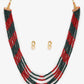 Red Black Multi Layered Onyx Neckpiece With Kundan Studs - Ruby Raang - Swadesiicart