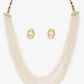Women's White Gold-Toned Plated Kundan Layered Necklace Set - Ruby Raang - Swadesiicart