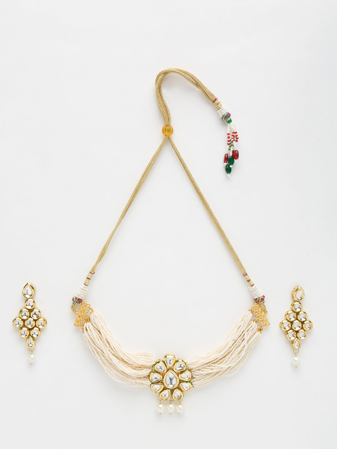 Kundan Choker With Earrings - Ruby Raang | Swadesiicart