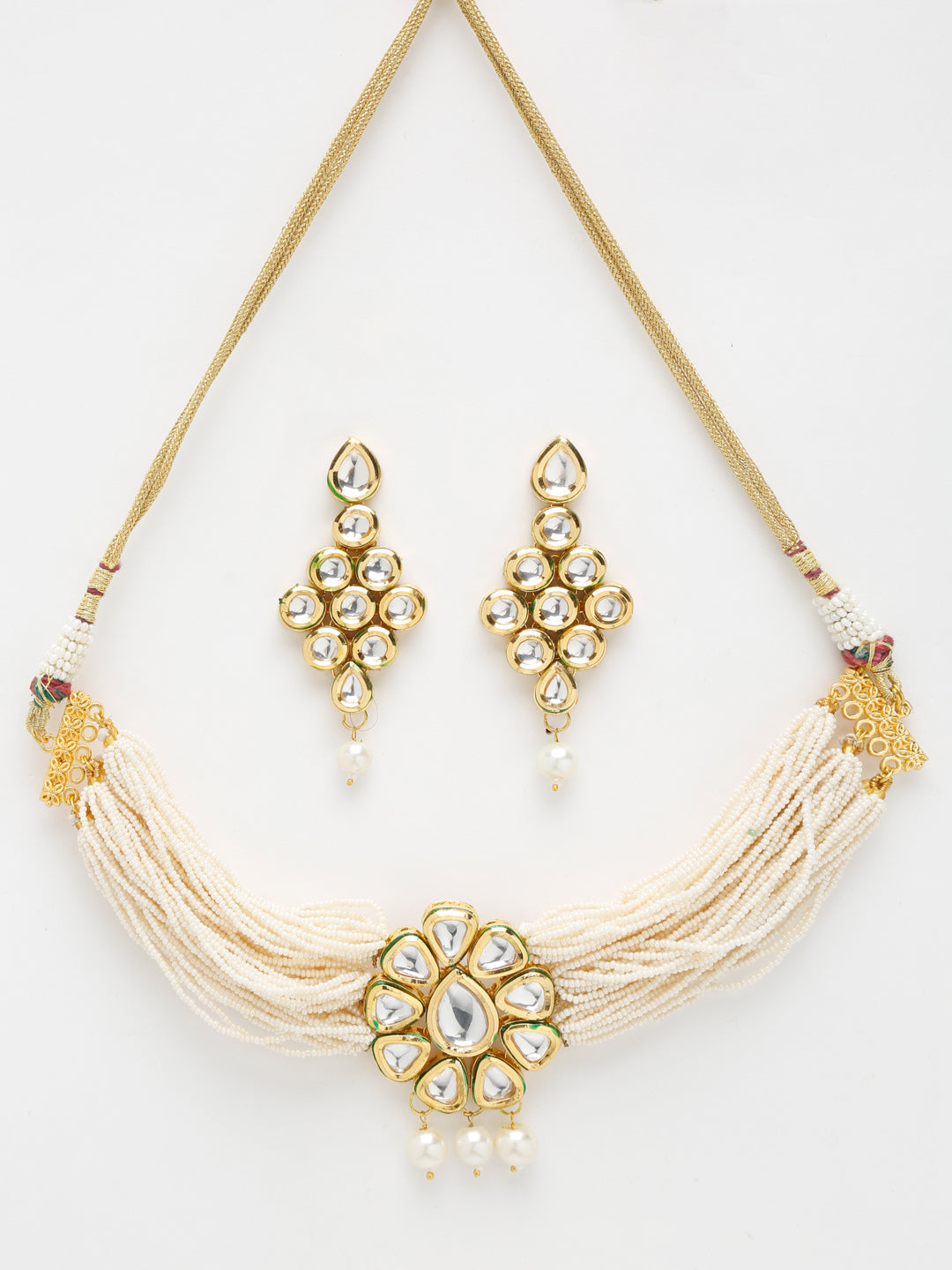 Kundan Choker With Earrings - Ruby Raang | Swadesiicart