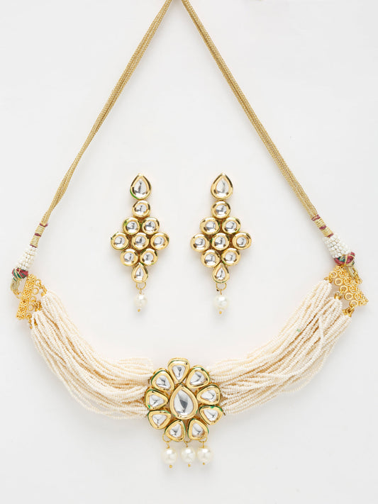 Kundan Choker With Earrings - Ruby Raang | Swadesiicart