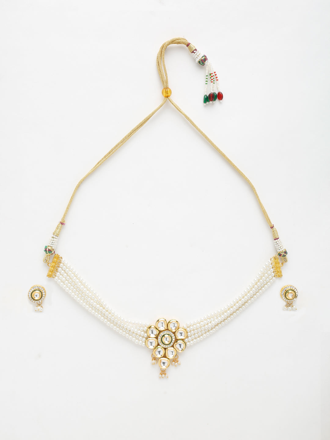 Kundan Choker With Pearls, Earrings - Ruby Raang | Swadesiicart