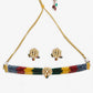 Multicoloured Kundan-Studded Beaded Choker Jewellery Set - Ruby Raang | Swadesiicart